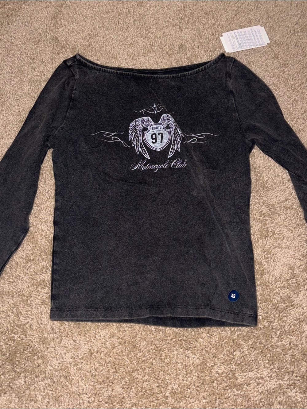 Hollister Grey Long Sleeve Tee with Winged Route 97 Graphic